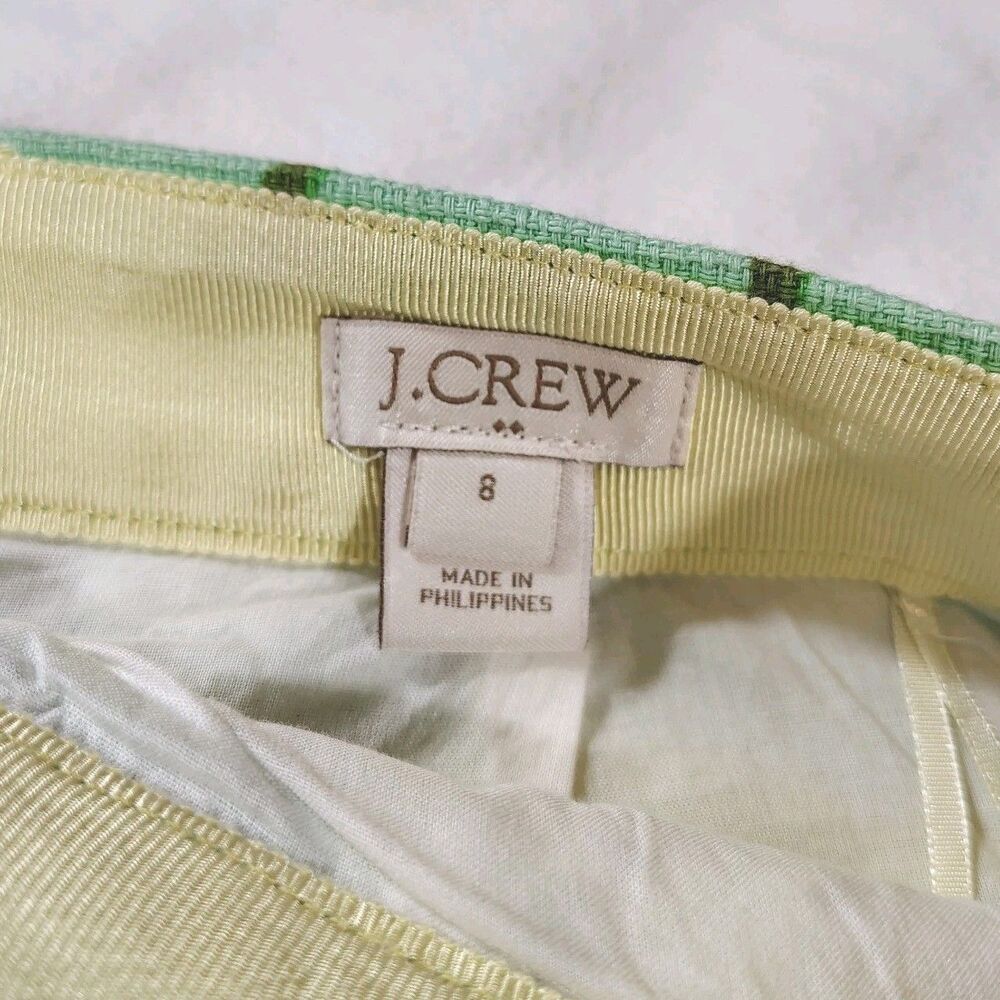 JCrew Floral Skirt Womens 8 Yellow Green Daffodil Magnolia Print Textured Pocket - Picture 6 of 9